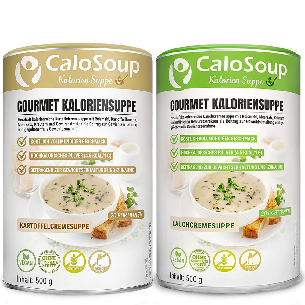 CaloSoup I Hochkalorische nährstoffreiche Gourmet Suppe für Gewichtszunahme I 20 Portionen Kalorien Suppe