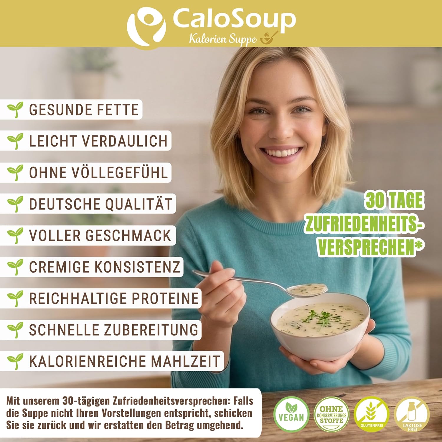 CaloSoup I Hochkalorische nährstoffreiche Gourmet Suppe für Gewichtszunahme I 20 Portionen Kalorien Suppe