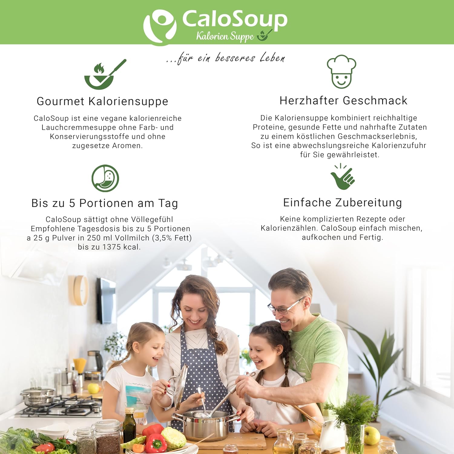 CaloSoup I Hochkalorische nährstoffreiche Gourmet Suppe für Gewichtszunahme I 20 Portionen Kalorien Suppe