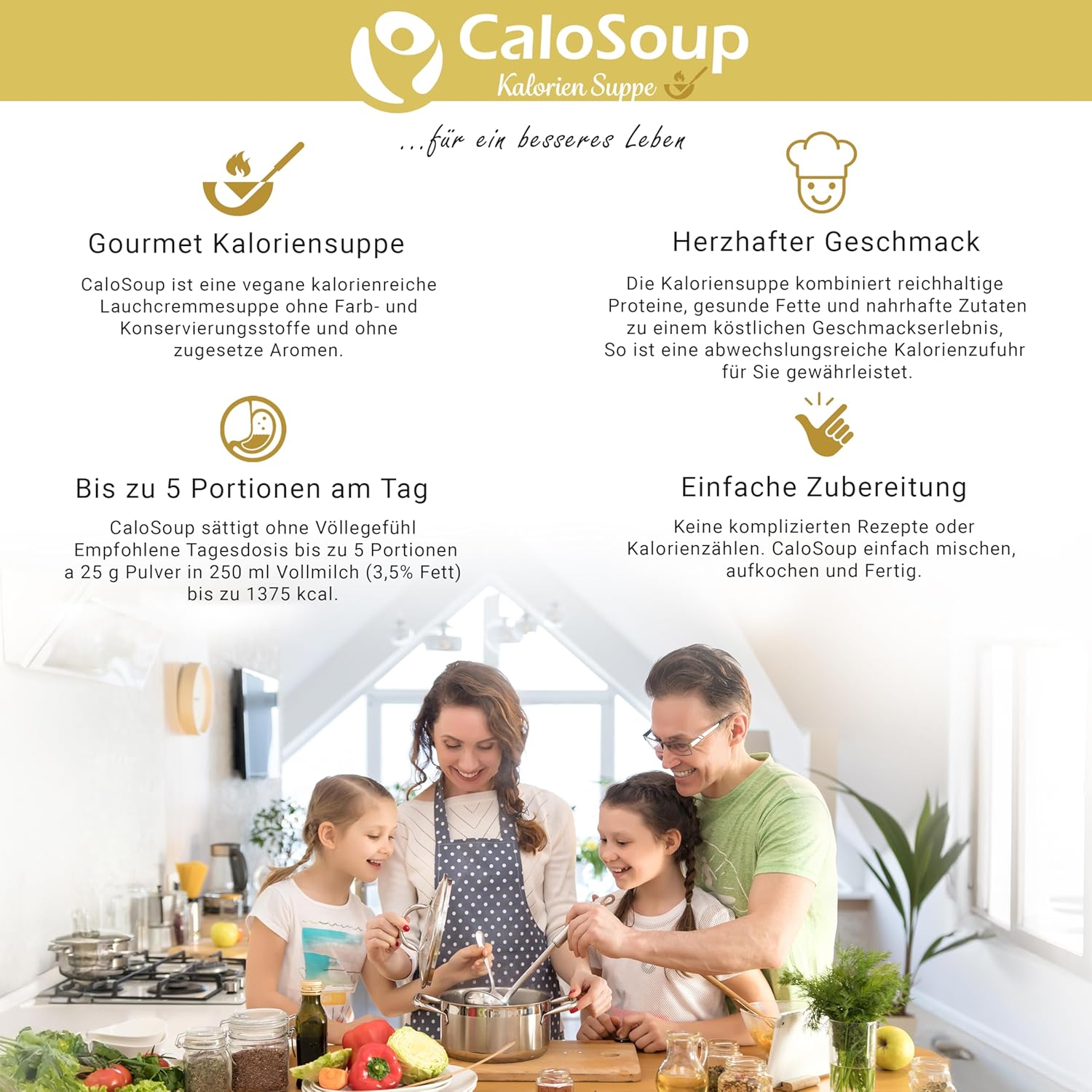 CaloSoup I Hochkalorische nährstoffreiche Gourmet Suppe für Gewichtszunahme I 20 Portionen Kalorien Suppe
