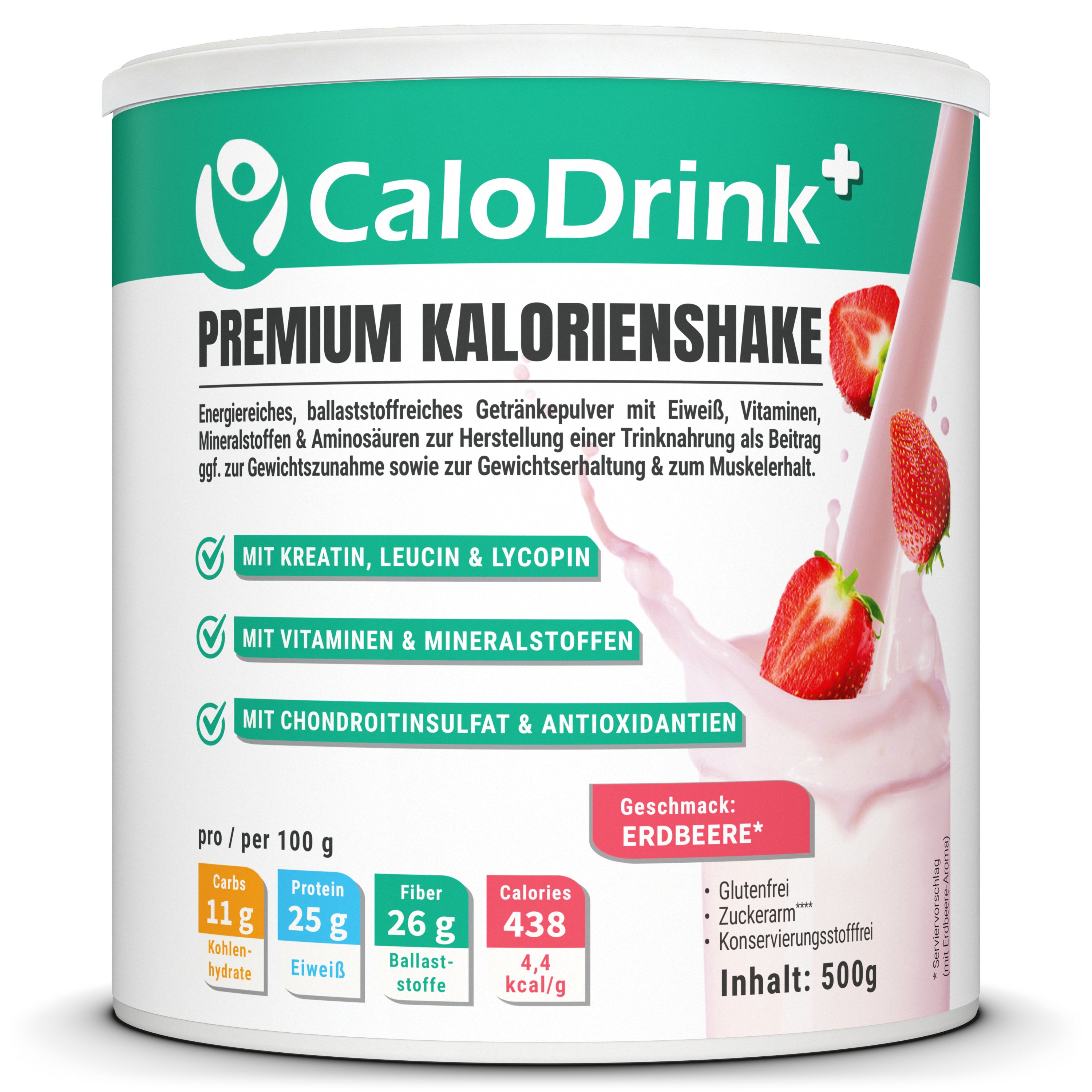 CaloDrink+ Premium Kalorienshake Erdbeere 500 g Dose