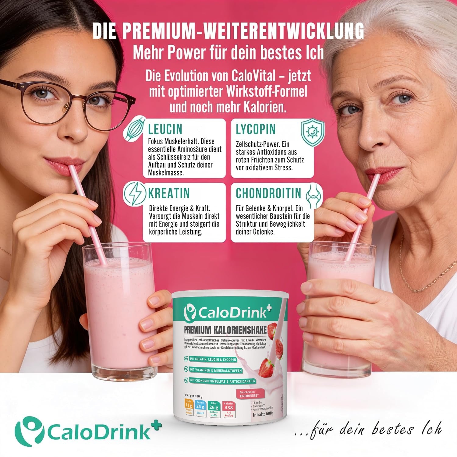 CaloDrink+ – die Premium-Weiterentwicklung von CaloVital mit Kreatin und Leucin