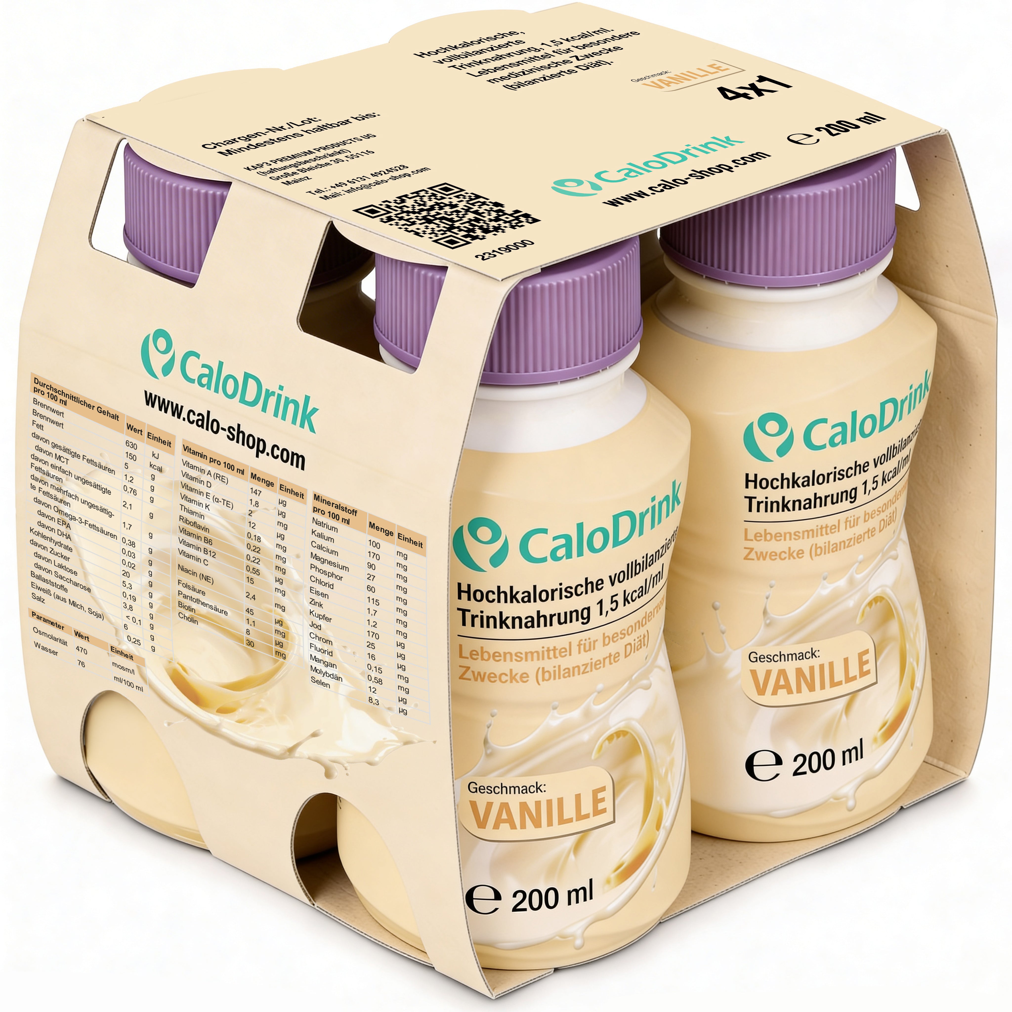 CaloDrink – fully balanced, high-calorie oral nutritional supplement | Astronaut food & meal replacement for weight gain | Nutritional supplement & recovery food | 300 kcal per bottle 