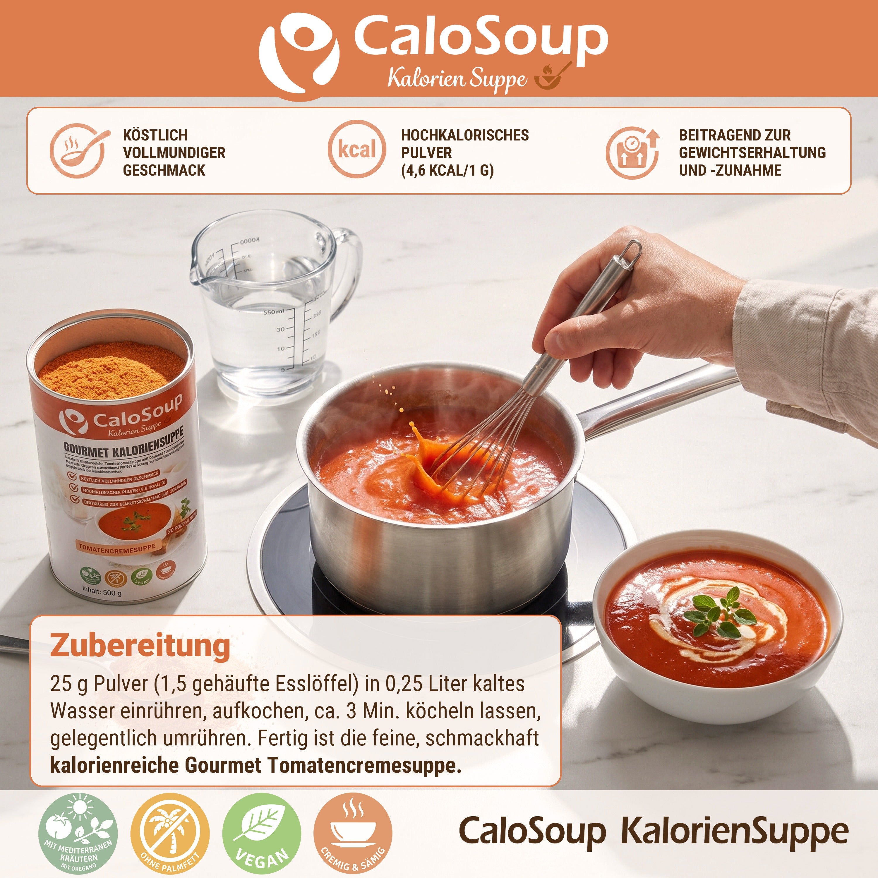 CaloSoup I Hochkalorische nährstoffreiche Gourmet Suppe für Gewichtszunahme I 20 Portionen Kalorien Suppe